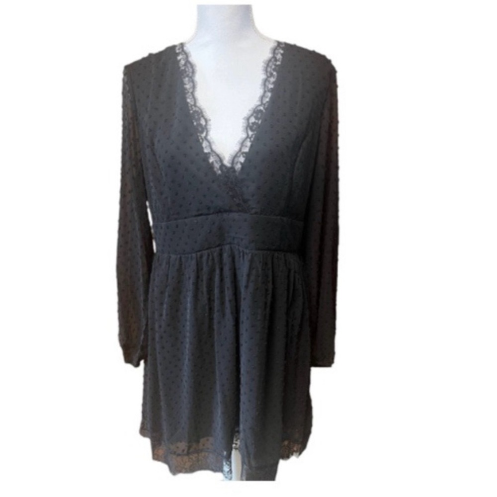 Sheilay Swiss Dot Long Sleeve Mini Dress NWT - Picture 2 of 5